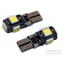 Светодиод автомобильный, бесцокольный, одноконтактный T10 5050 5SMD с обманкой